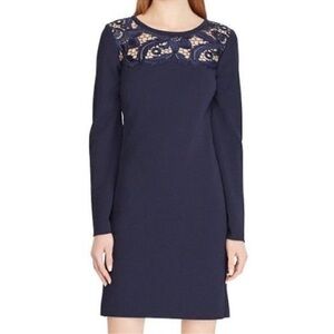 Lauren Ralph Lauren Lace Yoke Bell Sleeve Dress, see measurements